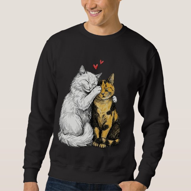 Two Cats in Love Pen & Ink  Sweatshirt (Front)