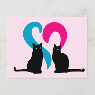 Two cats in love postcard