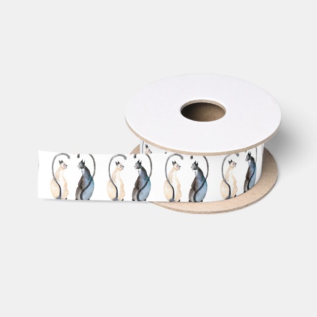 Two Cats in Love Satin Ribbon (Spool)