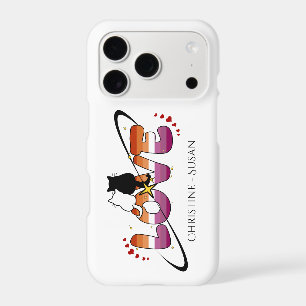 Two Cats In Love Sunset Lesbian Flag