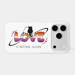 Two Cats In Love Sunset Lesbian Flag