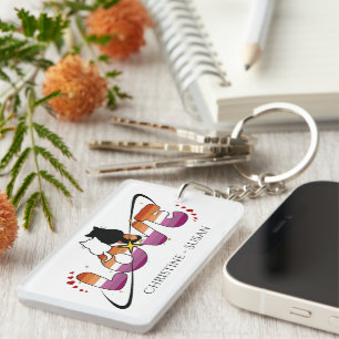 Two Cats In Love Sunset Lesbian Flag Acrylic Key Ring