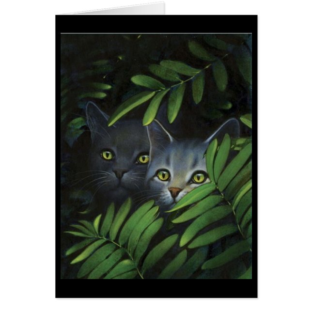 Two cats in the bushes card (Front)
