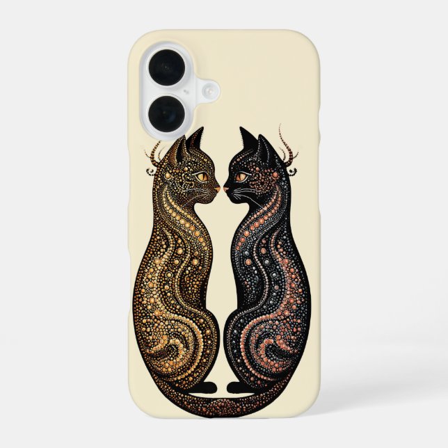  Two Cats in Vibrant Artistic Design  iPhone 16 Case (Back)