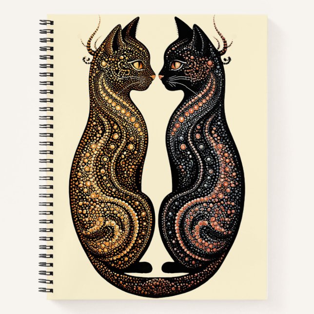  Two Cats in Vibrant Artistic Design  Notebook (Front)
