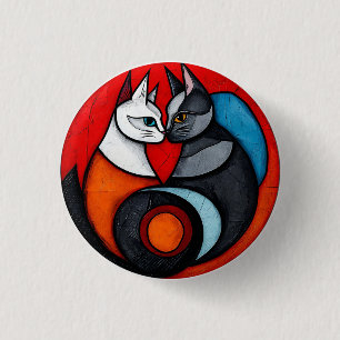 Two Cats in Vibrant Circular Design 3 Cm Round Badge