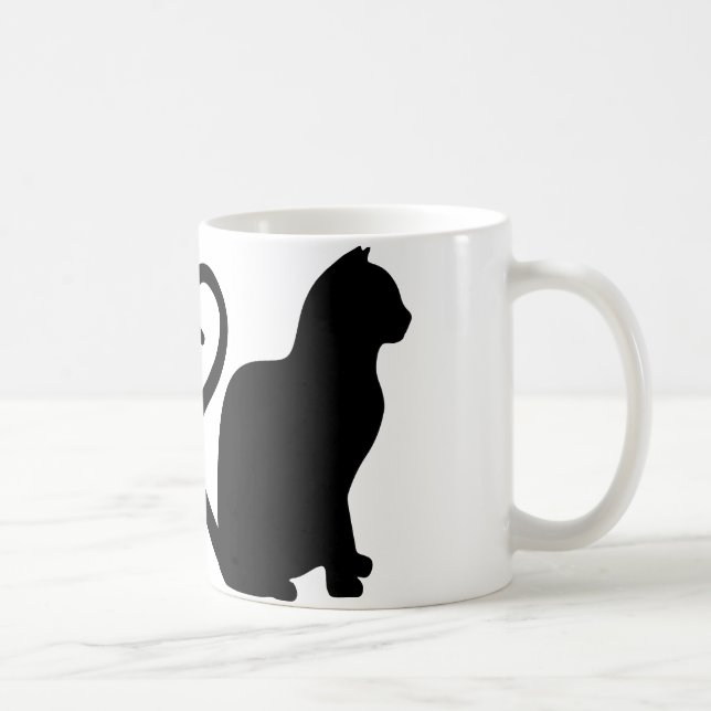 Two Cats Make a Heart Silhouette Coffee Mug (Right)
