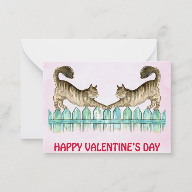 Two cats on a fence valentine card (Front)