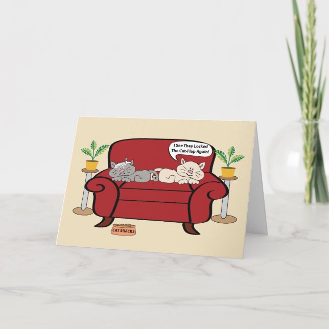 Two Cats On Chair Humour Birthday Card (Front)