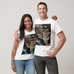 Two Cats Photo And Names, Customisable, Funny Text T-Shirt