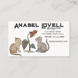 Two Cats Red Sunflower Babysitter Childcare Business Card