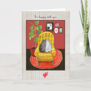 Two Cats Snuggling Cat Lover Anniversary  Card