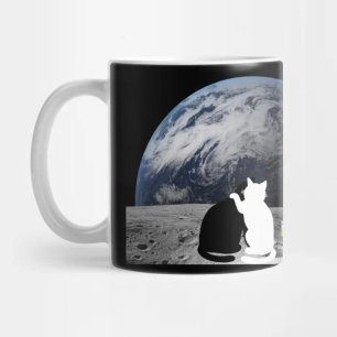 Two cats stuck in the moon with a can of tuna coffee mug