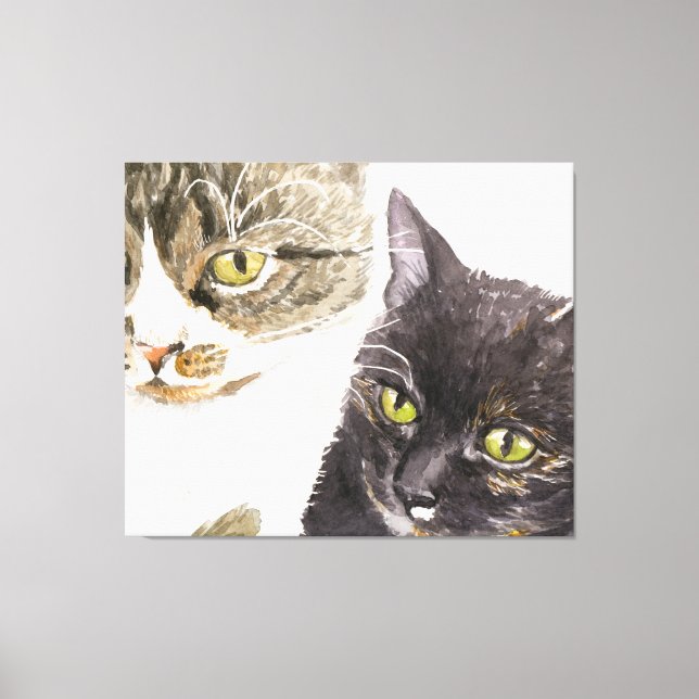 Two cats - tabby and tortie canvas print (Front)