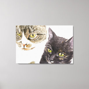 Two cats - tabby and tortie canvas print