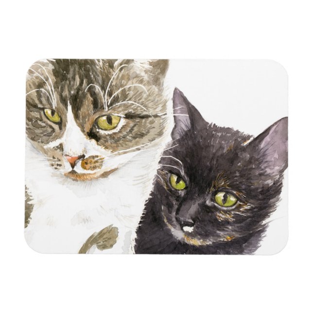 Two cats - tabby and tortie magnet (Horizontal)