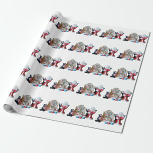 Two Cats, Three Mice and Santa Wrapping Paper