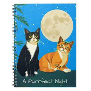 Two Cats Under the Full Moon Notebook