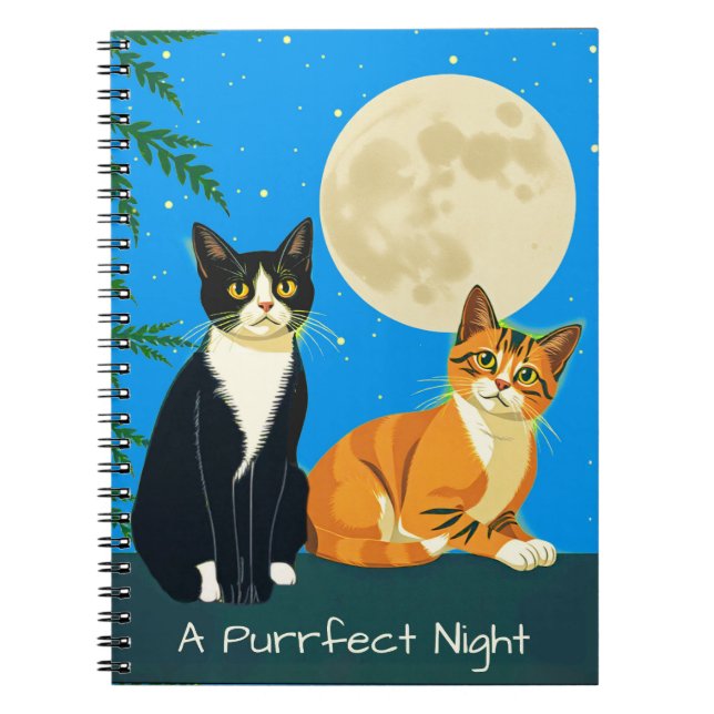 Two Cats Under the Full Moon Notebook (Front)