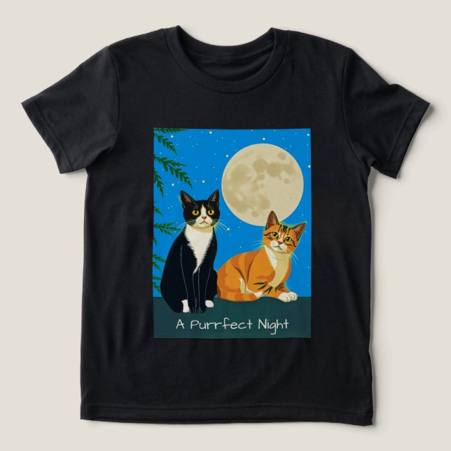 Two Cats Under the Full Moon Tri-Blend Shirt (Design Front)