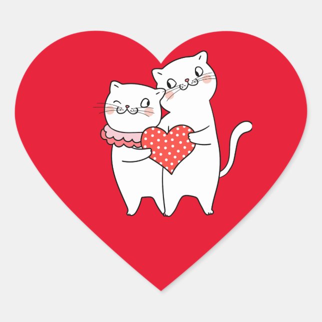 Two cats with a red heart heart sticker (Front)