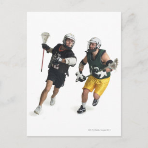two caucasian male lacrosse players from postcard