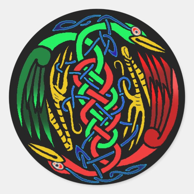 Two Celtic Birds Classic Round Sticker (Front)
