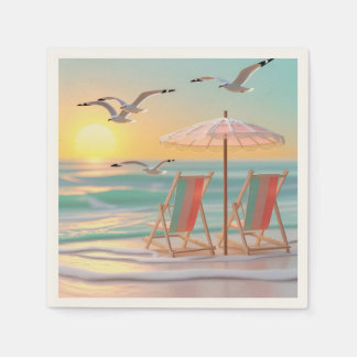 "Two Chairs Beside The Sea" Napkin