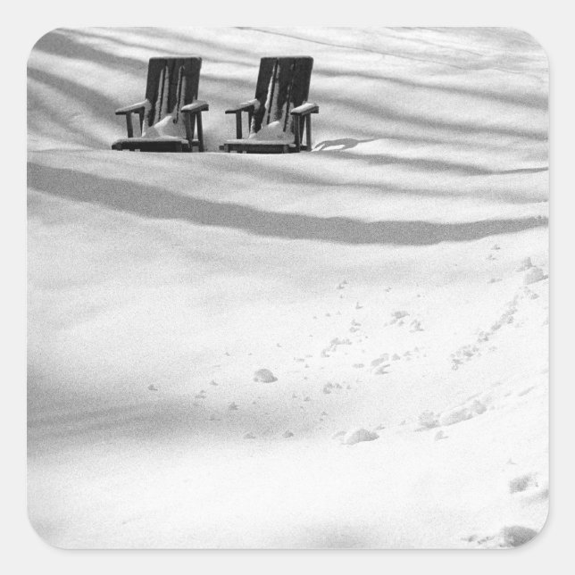 Two Chairs Buried In Snow Square Sticker (Front)