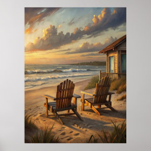 Two Chairs on a Beach Poster