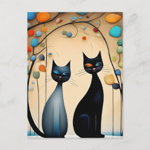 Two Charming Cats Holiday Postcard