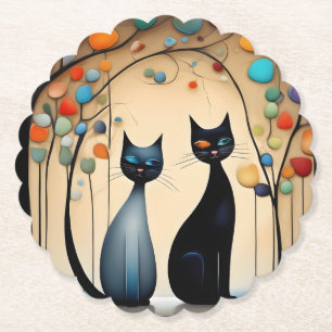  Two Charming Cats Paper Coaster