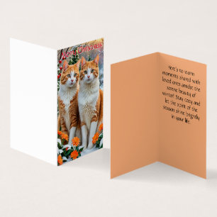 Two cheerful cats Christmas card
