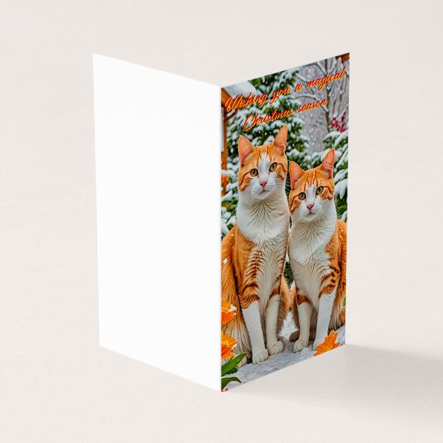 Two cheerful orange and white cats Cheistmas card (Outside)