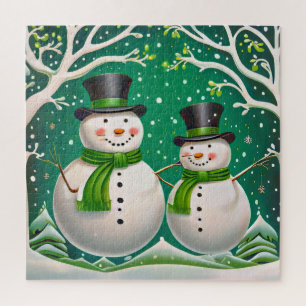 Two cheerful snowmen jigsaw puzzle