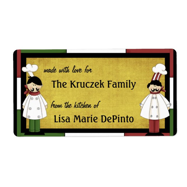 Two Chefs Food Preparation Labels (Front)