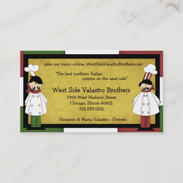 Two Chefs Restaurant Business Card (Front)