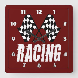 Two chequered racing flags for the competition 1 T Square Wall Clock