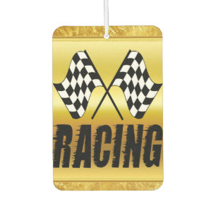 Two chequered racing flags for the competition win car air freshener
