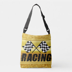 Two chequered racing flags for the competition win crossbody bag
