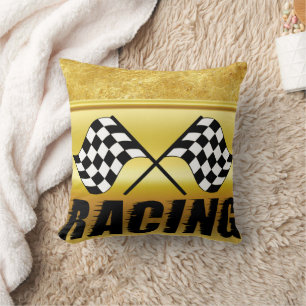 Two chequered racing flags for the competition win cushion