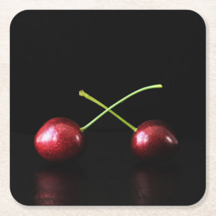 Two Cherries coastercna Square Paper Coaster