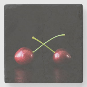 Two Cherries coastercnm Stone Coaster