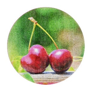 "Two Cherries Fruit" Cute Photo. Buy Now Cutting Board