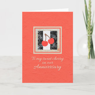 Two Cherries on Red to my Wife Anniversary Card