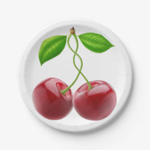 Two cherries paper plate
