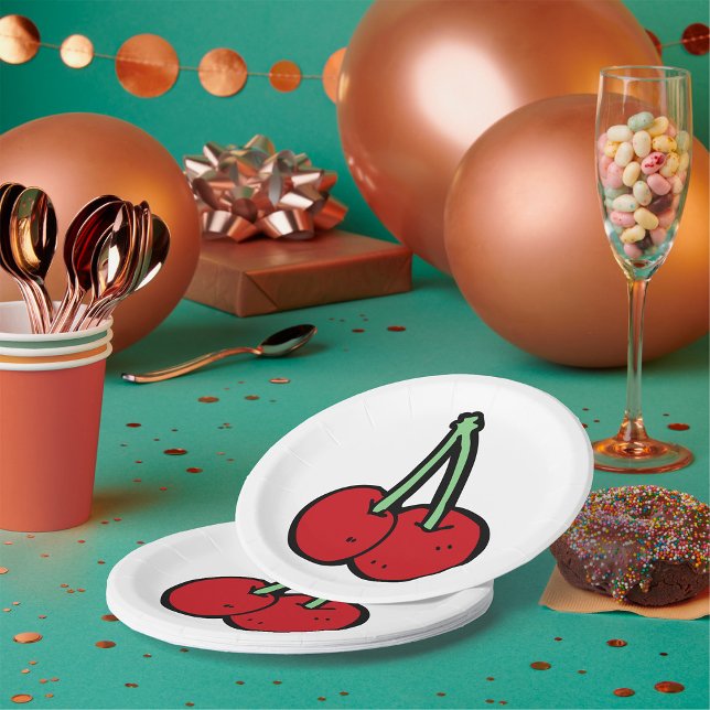 Two Cherries Paper Plate (Creator Uploaded)