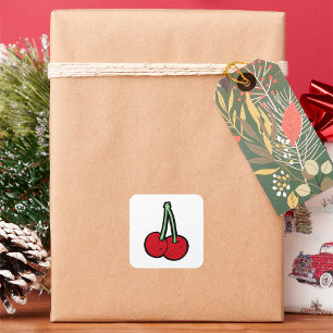 Two Cherries Square Sticker