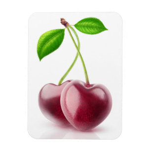 Two cherry hearts magnet
