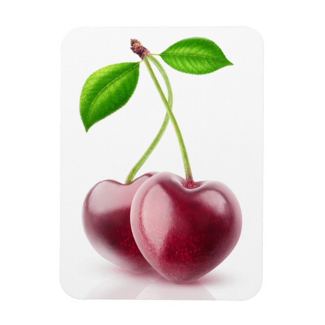 Two cherry hearts magnet (Vertical)